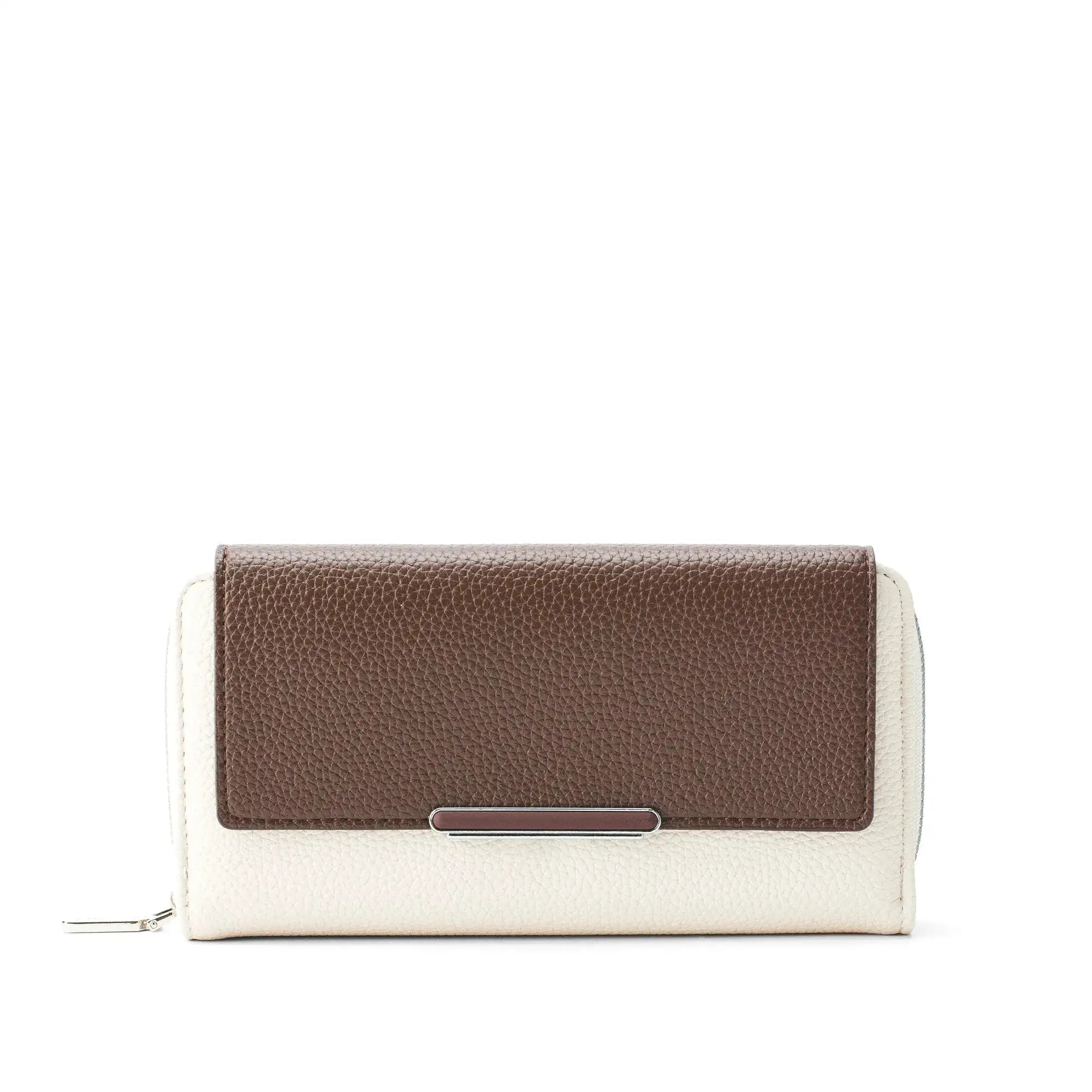 Avril Color-blocked Daily Brown Wallet - Lino Perros