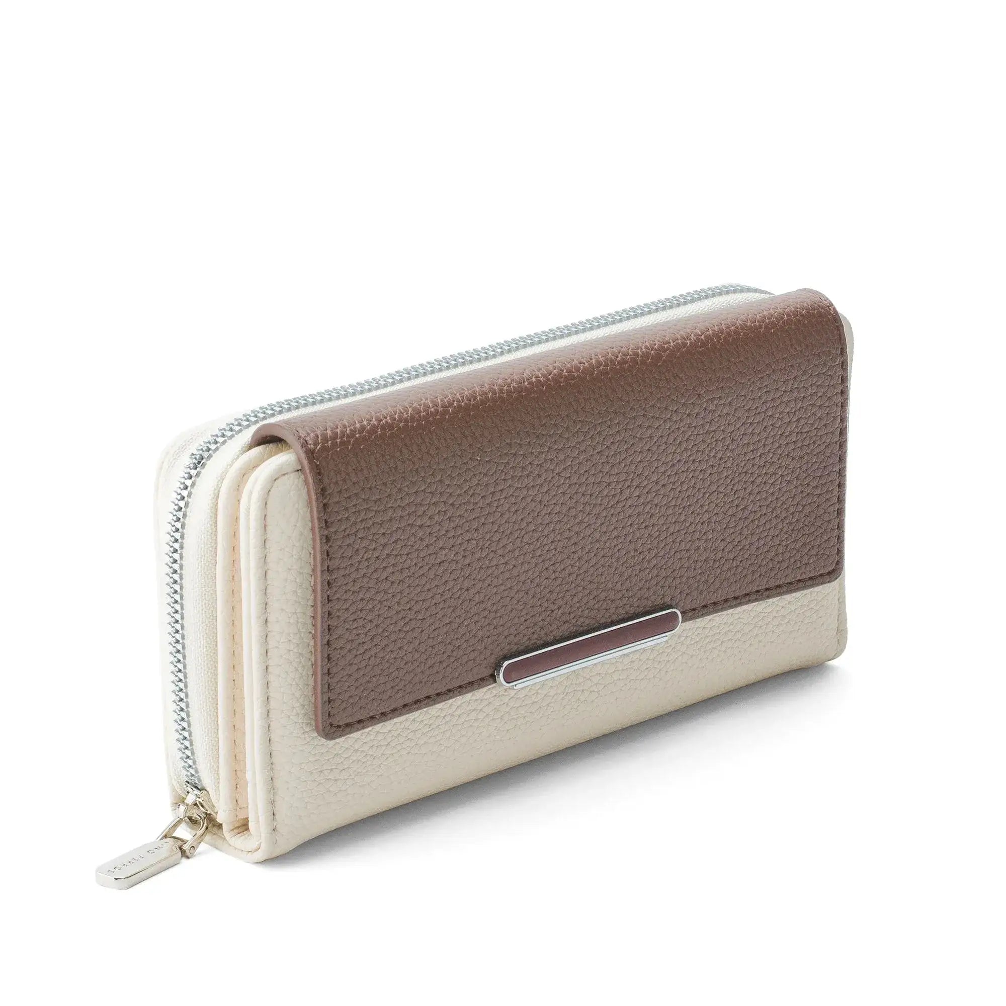 Avril Color-blocked Daily Brown Wallet - Lino Perros