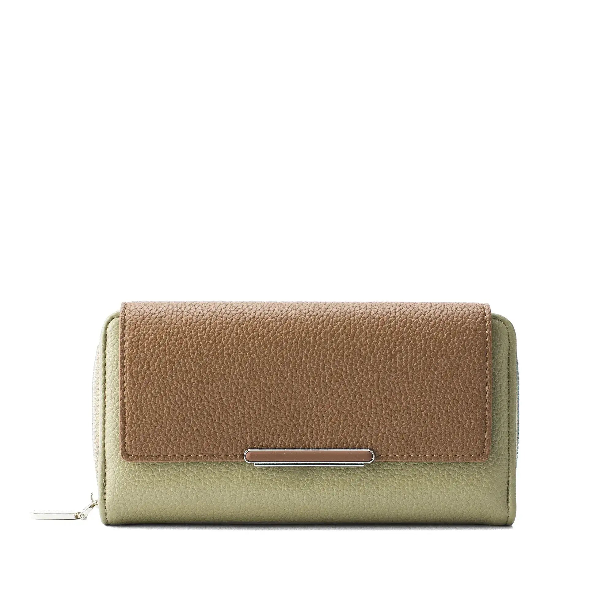 Avril Color-blocked Daily Green Wallet - Lino Perros