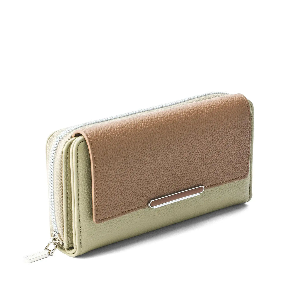 Avril Color-blocked Daily Green Wallet - Lino Perros