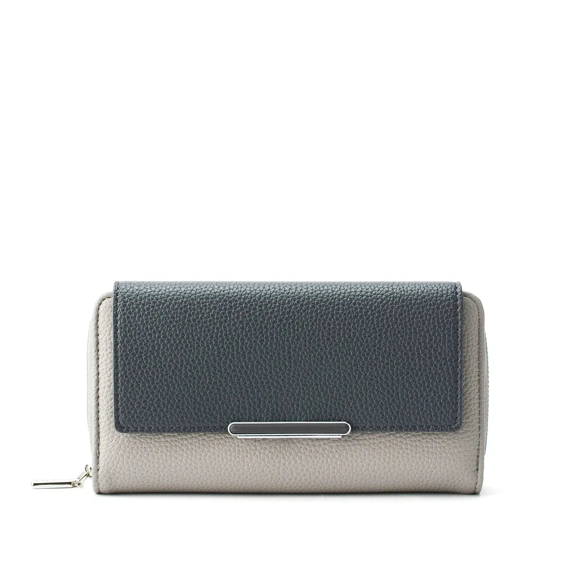 Avril Color-blocked Daily Grey Wallet - Lino Perros