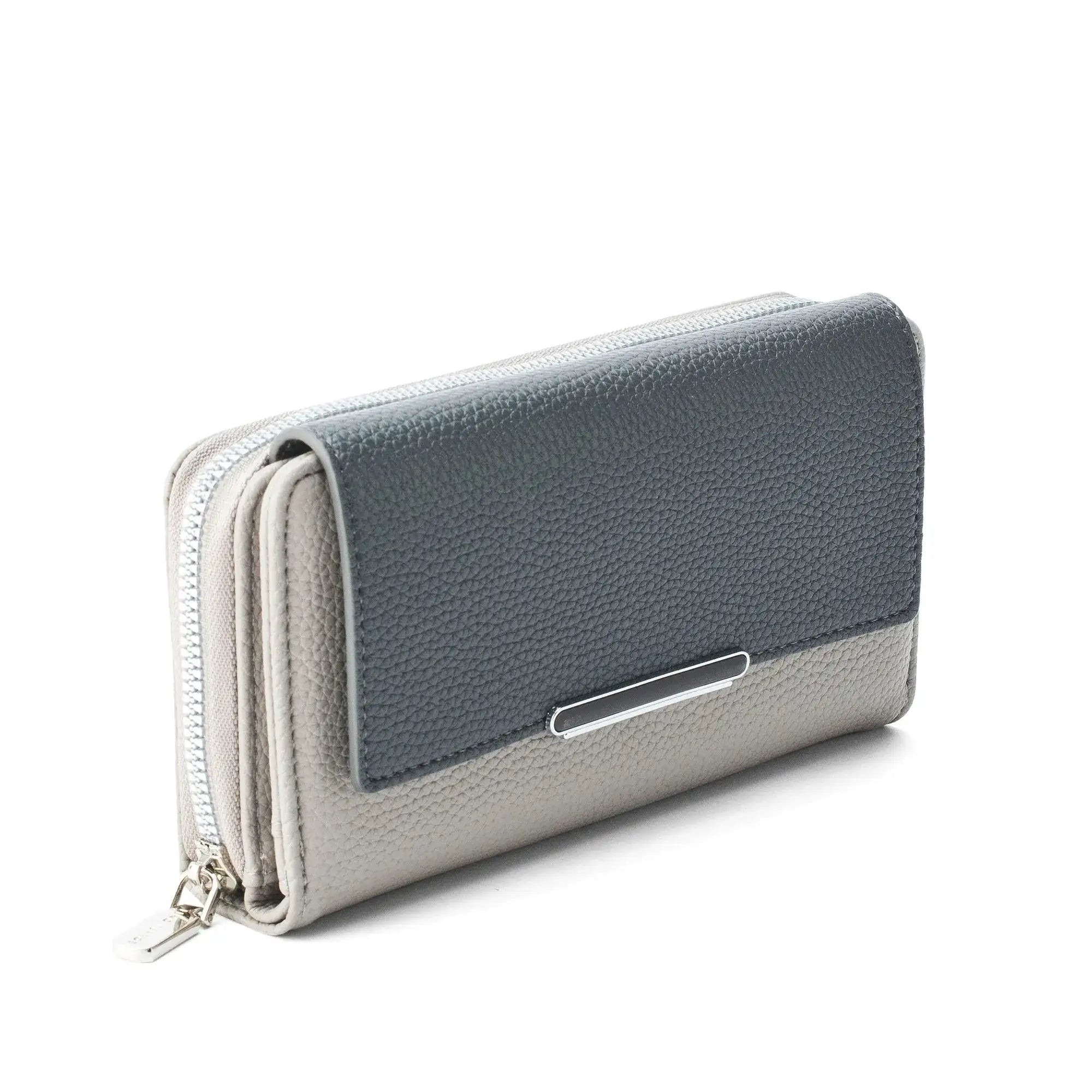 Avril Color-blocked Daily Grey Wallet - Lino Perros