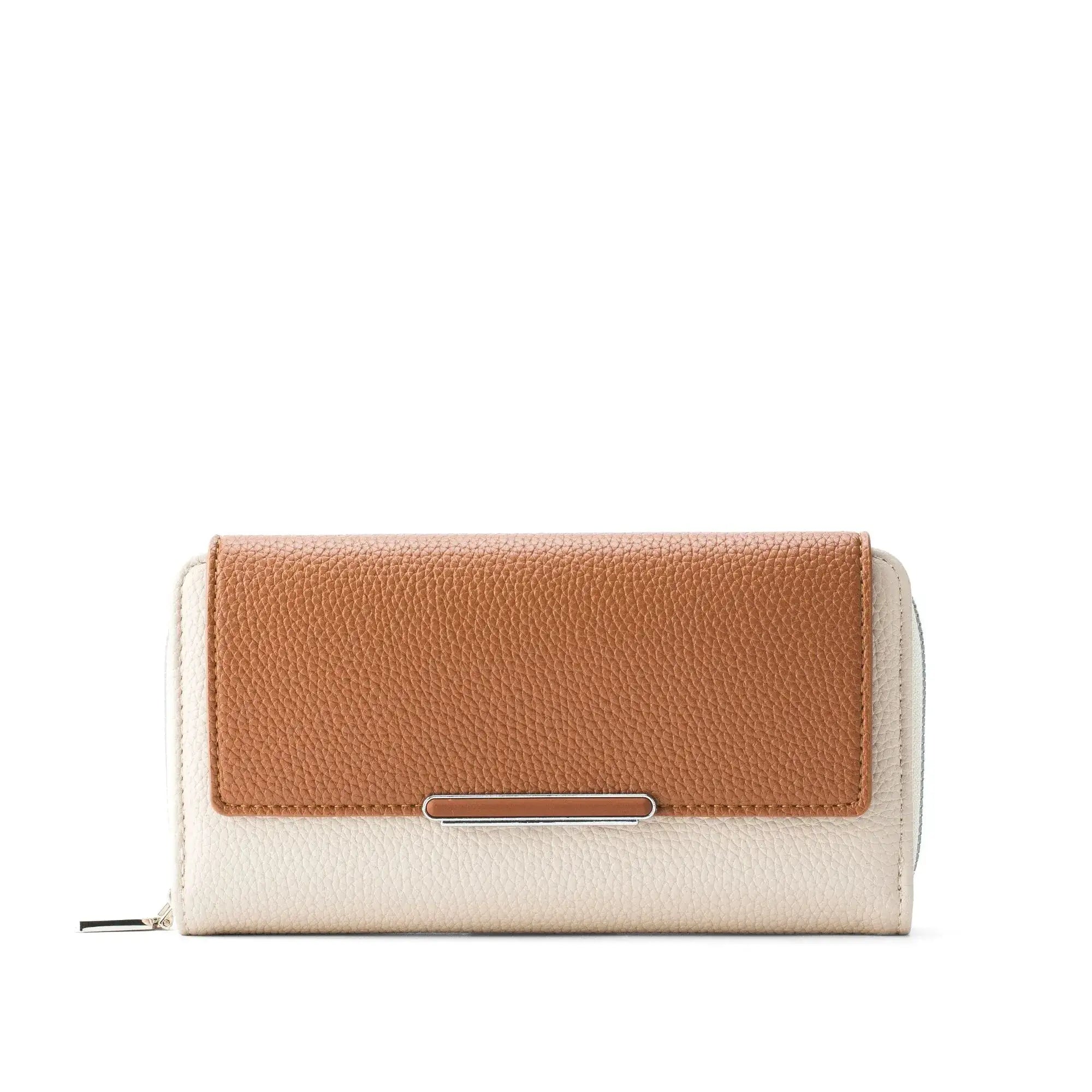 Avril Color-blocked Daily Tan Wallet - Lino Perros