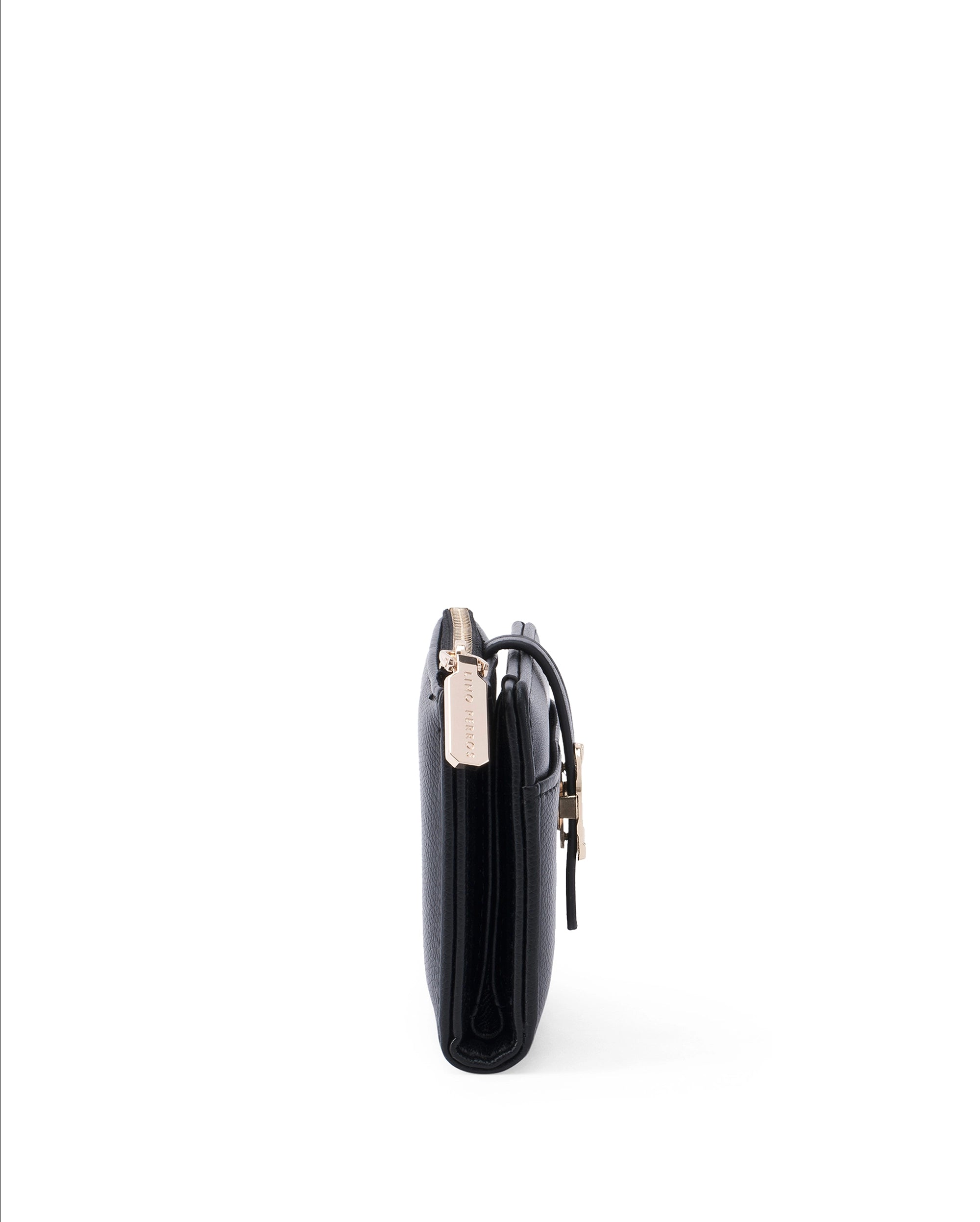 Ella Mini Signature Lock Black Wallet | Lino Perros