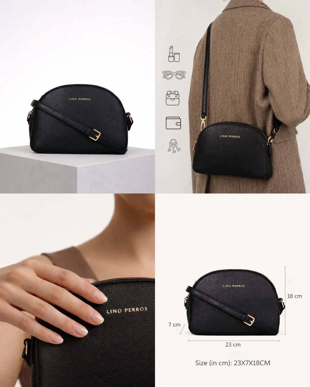 Avril Pastel Black Sling Bag - Lino Perros