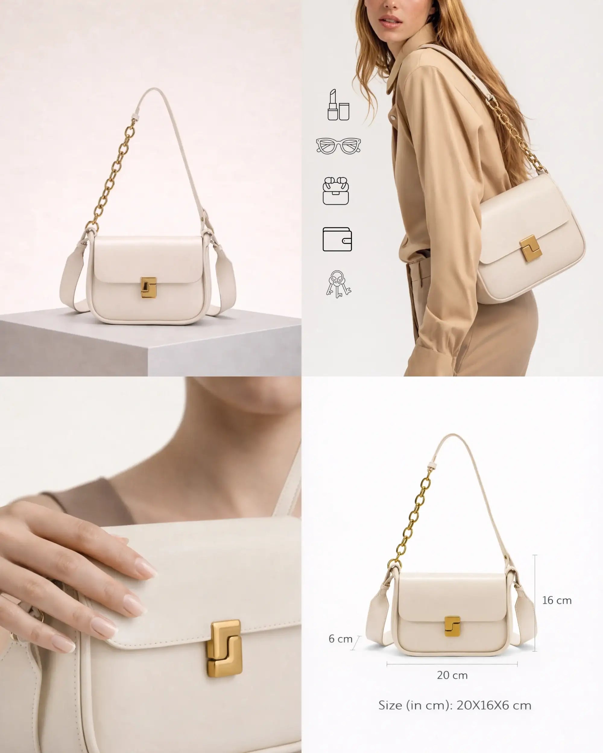 Monroe Everyday Beige Sling Bag - Lino Perros