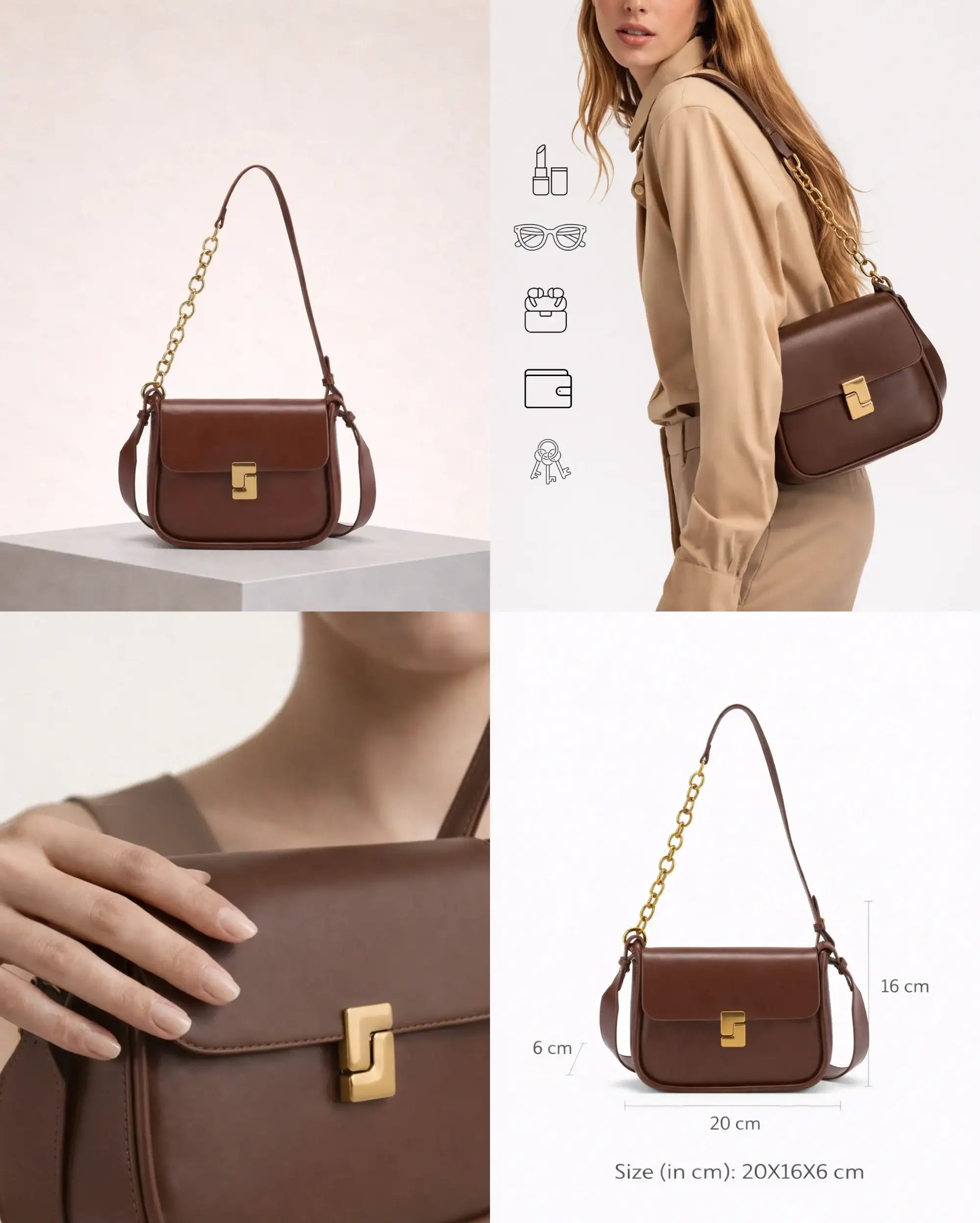 Monroe Everyday Brown Sling Bag - Lino Perros