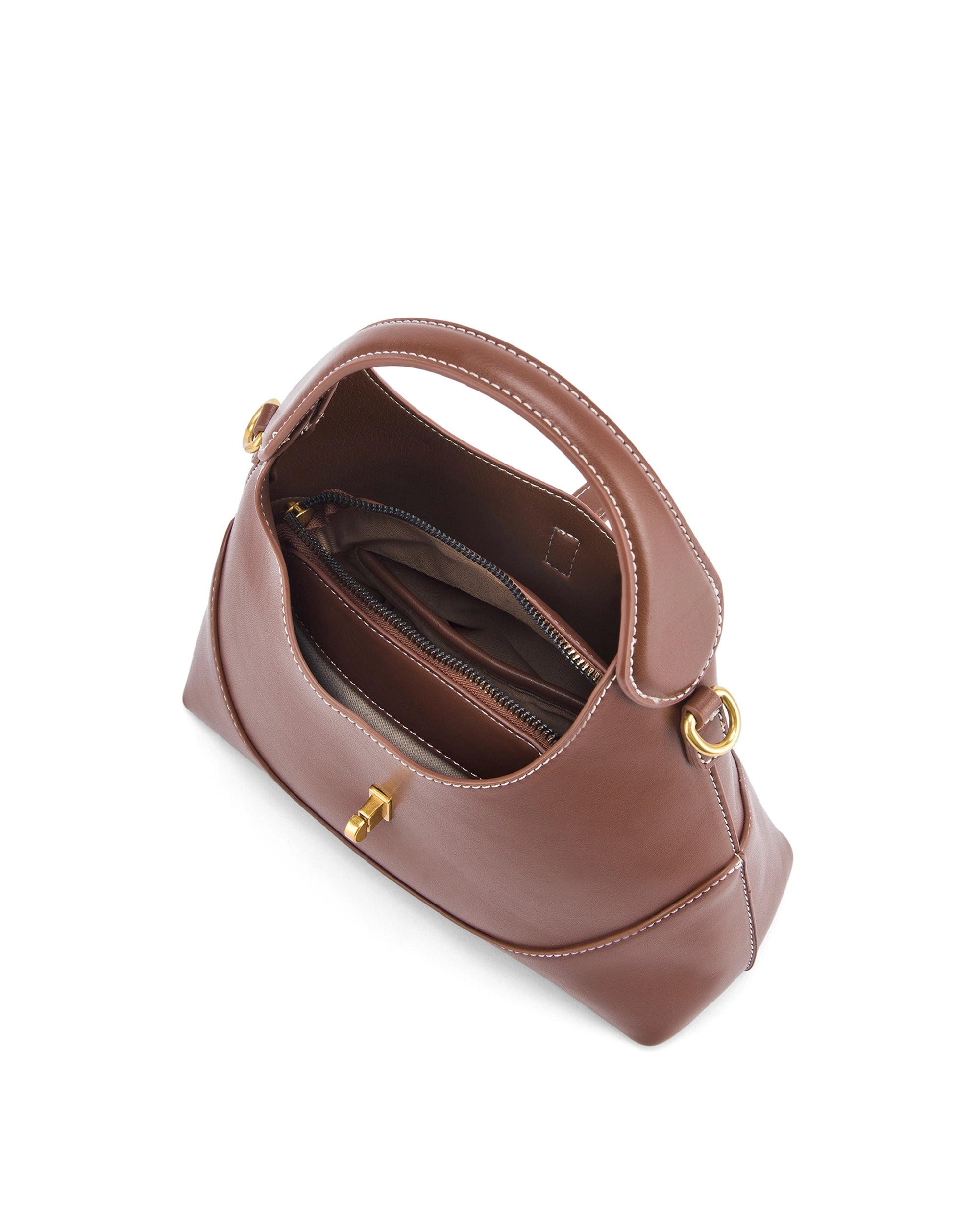 Ella Crescent Brown Handbag | Lino Perros