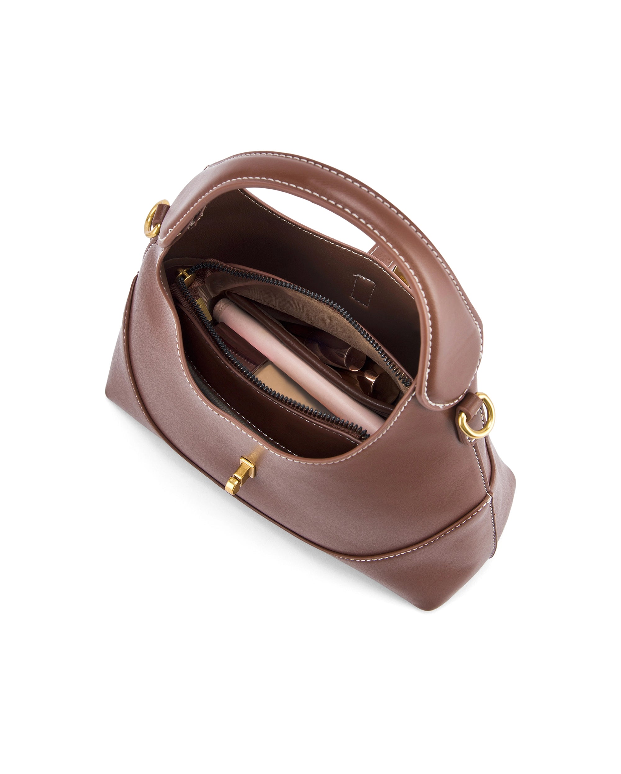 Ella Crescent Brown Handbag | Lino Perros