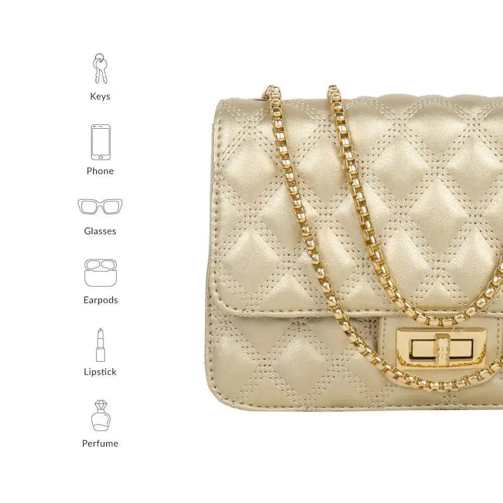 Maddie High Fashion Golden Shoulder Bag - Lino Perros