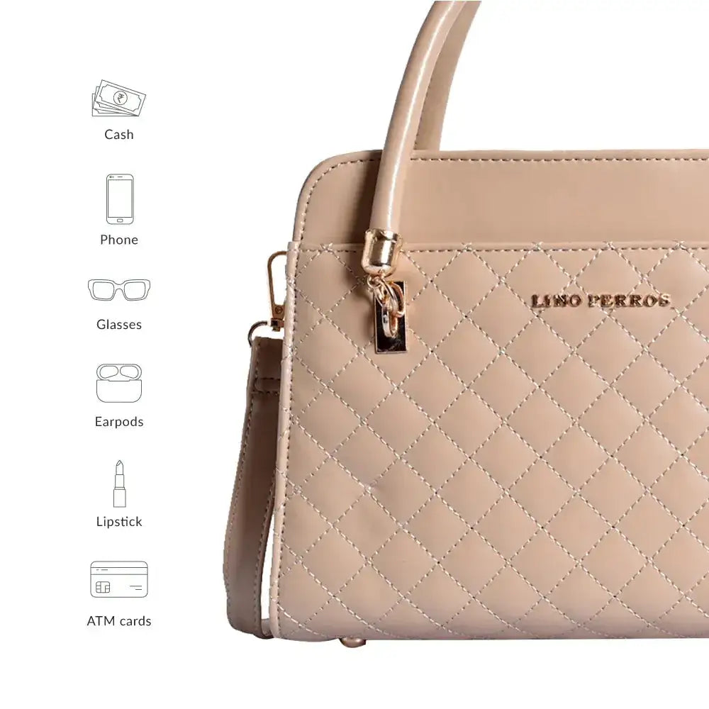 Avril Elle Beige Satchel Bag - Lino Perros