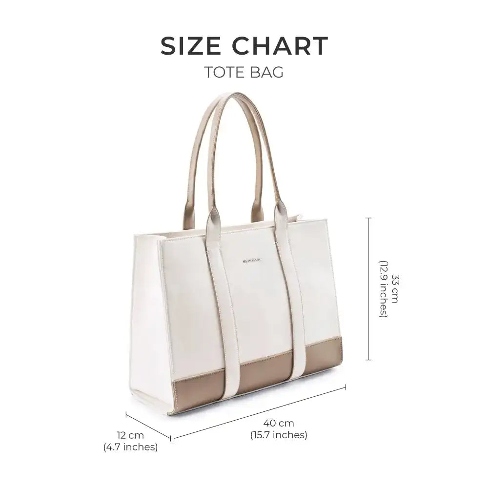 Voyage Color-blocked Commuter Beige-White Tote bag - Lino Perros