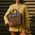 Avril Edith Brown Satchel Bag - Lino Perros