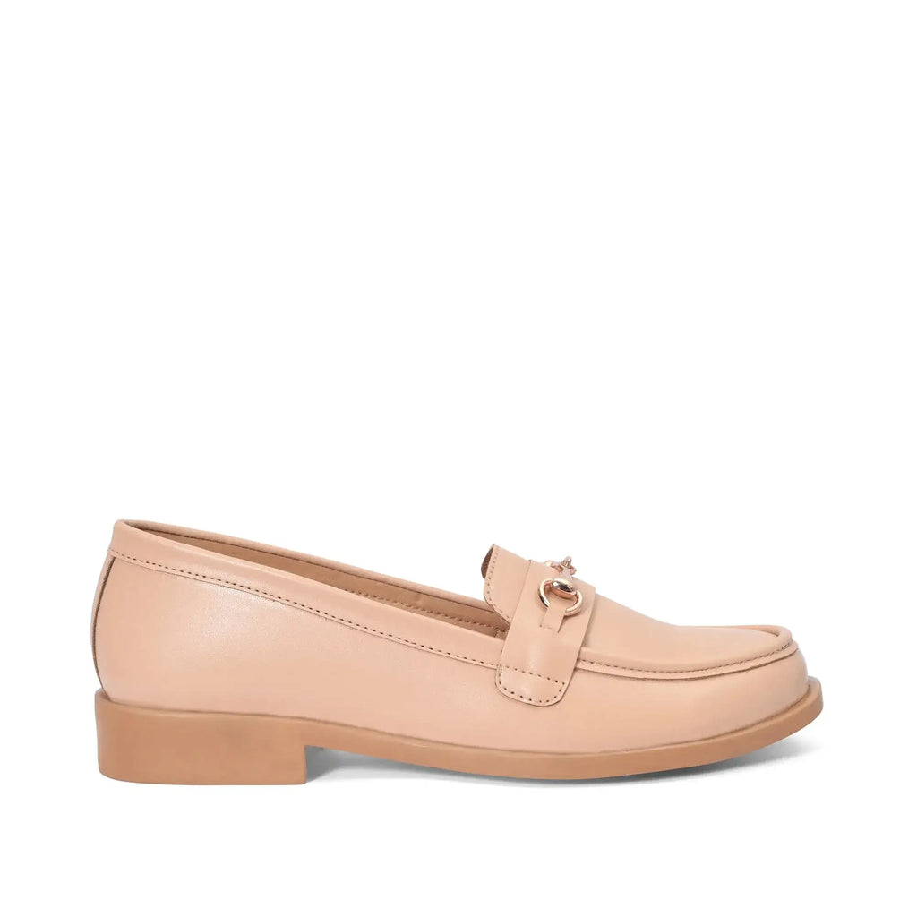 Ava Casual Chain Nude Loafers - Lino Perros