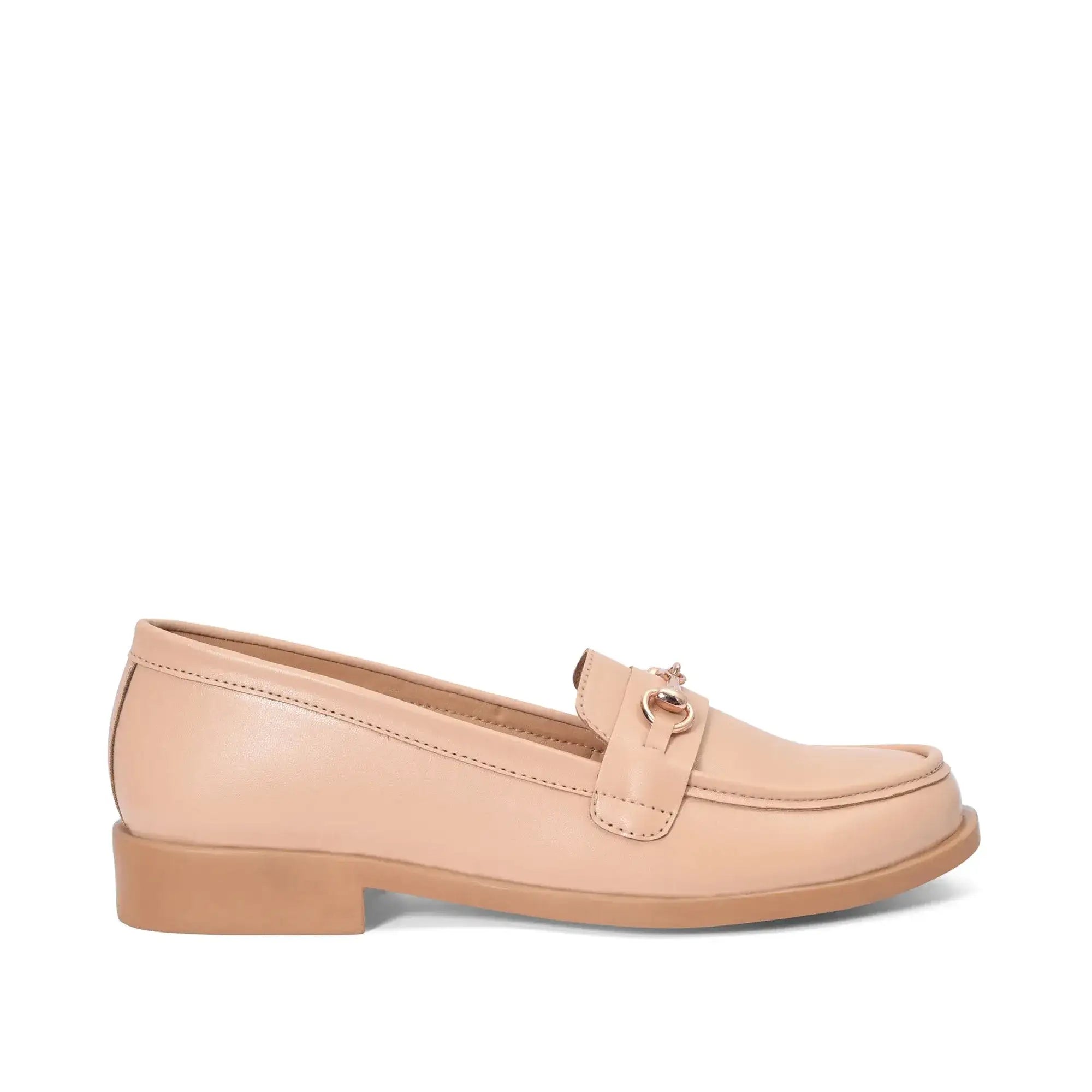 Ava Casual Chain Nude Loafers - Lino Perros