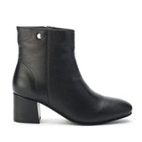 Ava Leather Ankle-Length Black Boots