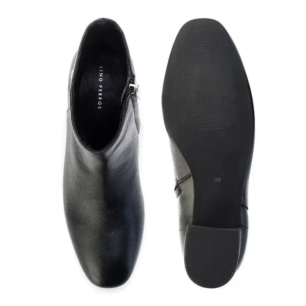 Ava Leather Ankle-Length Black Boots - Lino Perros