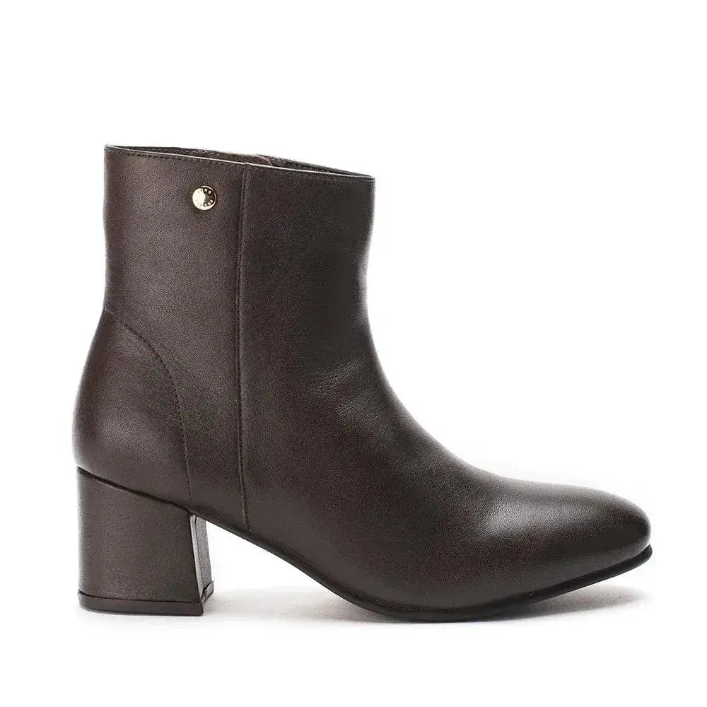 Ava Leather Ankle-Length Brown Boots - Lino Perros