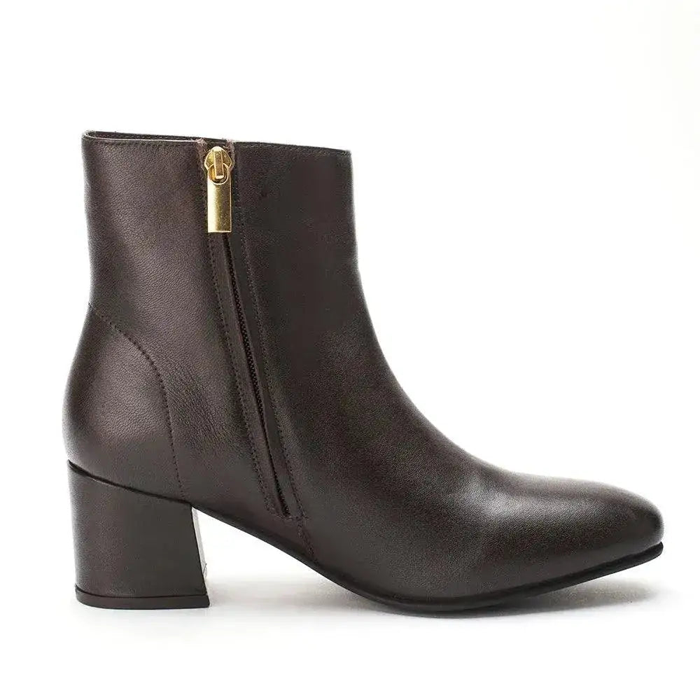 Ava Leather Ankle-Length Brown Boots - Lino Perros