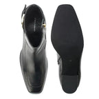 Ava Leather Ankle-Length Black Boots with Buckle - Lino Perros