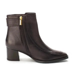 Ava Leather Ankle-Length Brown Boots with Buckle - Lino Perros