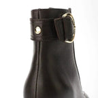Ava Leather Ankle-Length Brown Boots with Buckle - Lino Perros
