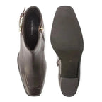 Ava Leather Ankle-Length Brown Boots with Buckle - Lino Perros