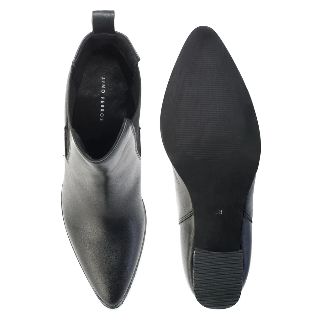 Ava Leather Chelsea Black Boots - Lino Perros