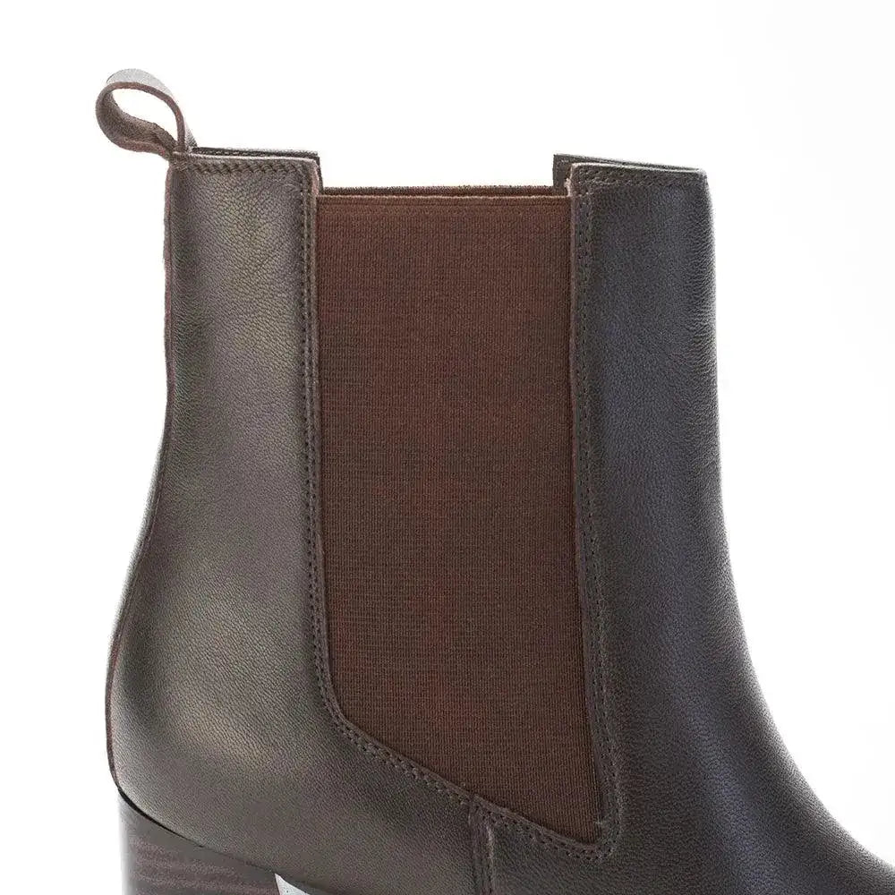 Ava Leather Chelsea Brown Boots - Lino Perros