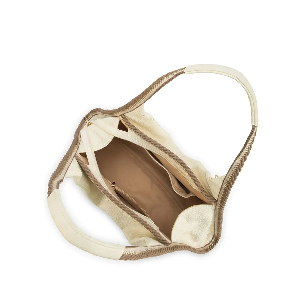 Avril Stylized Beige Hobo Tote - Lino Perros