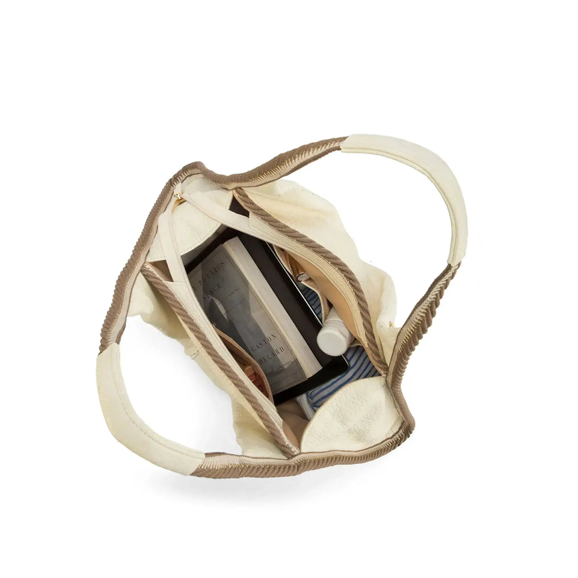 Avril Stylized Beige Hobo Tote - Lino Perros