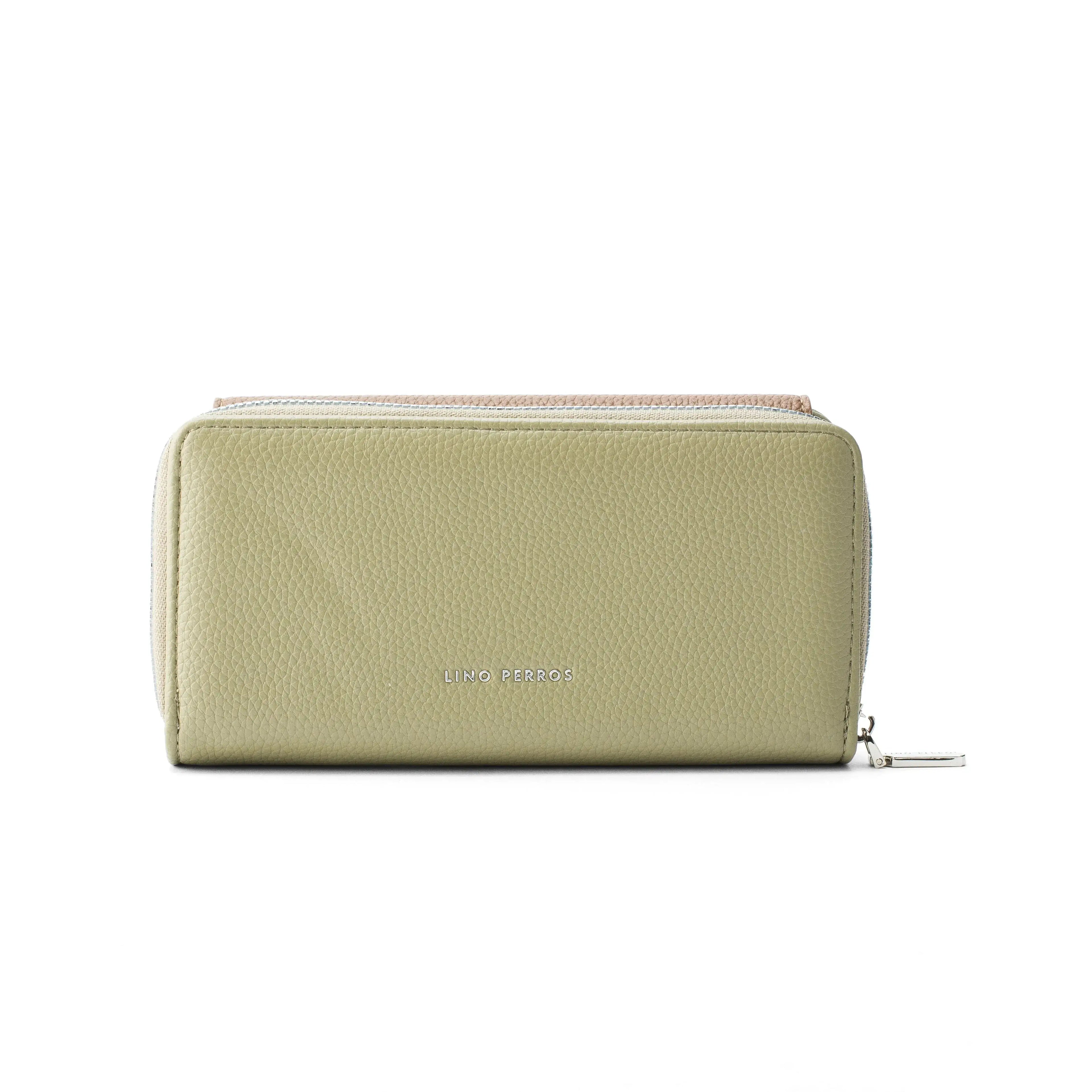 Avril Color-blocked Daily Green Wallet - Lino Perros