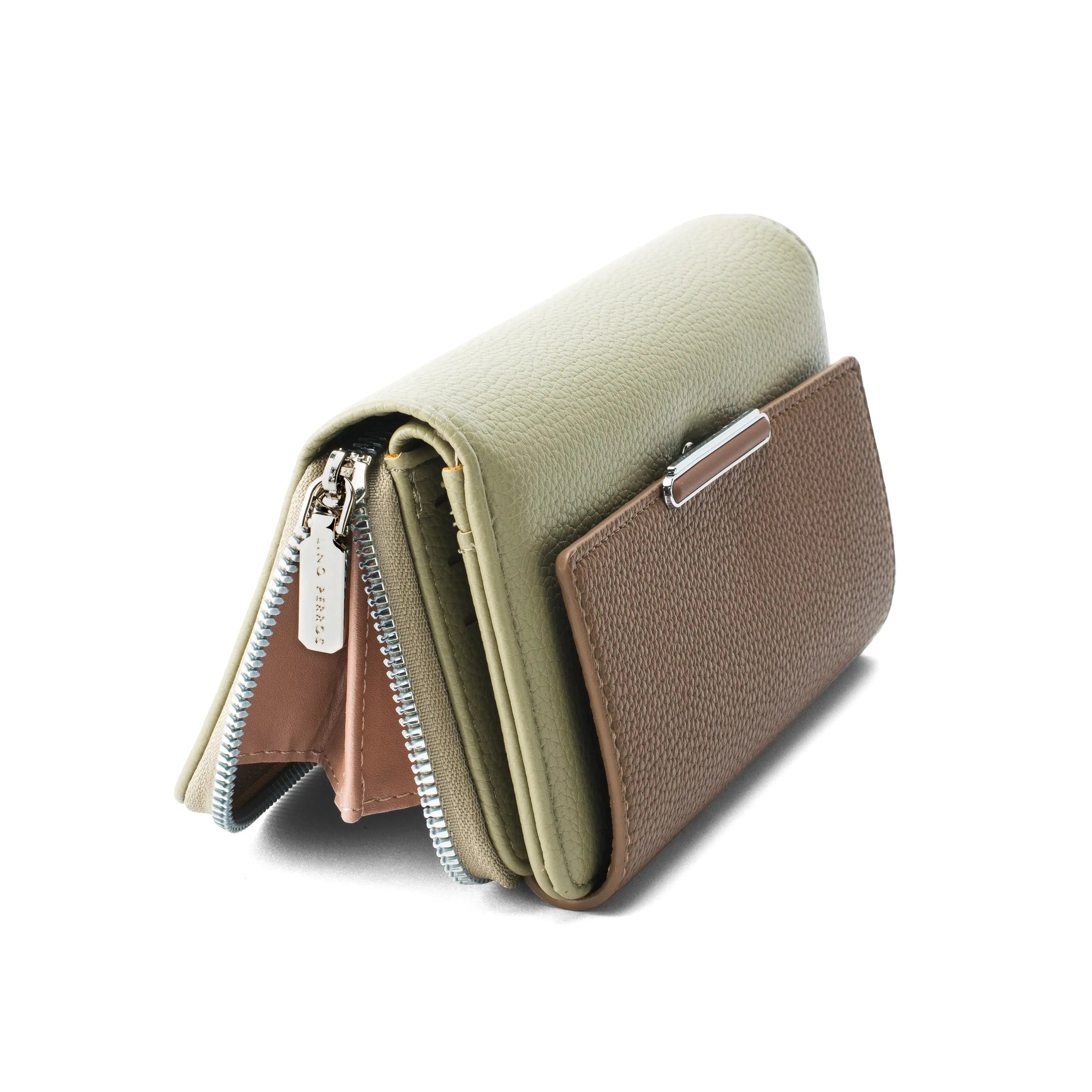 Avril Color-blocked Daily Green Wallet - Lino Perros