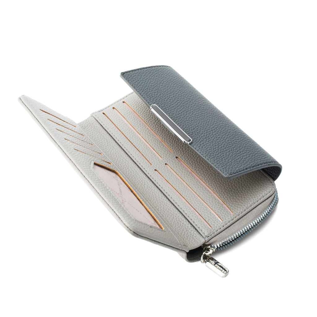 Avril Color-blocked Daily Grey Wallet - Lino Perros