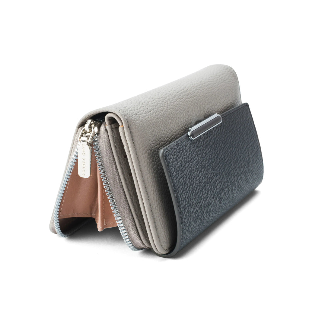 Avril Color-blocked Daily Grey Wallet - Lino Perros