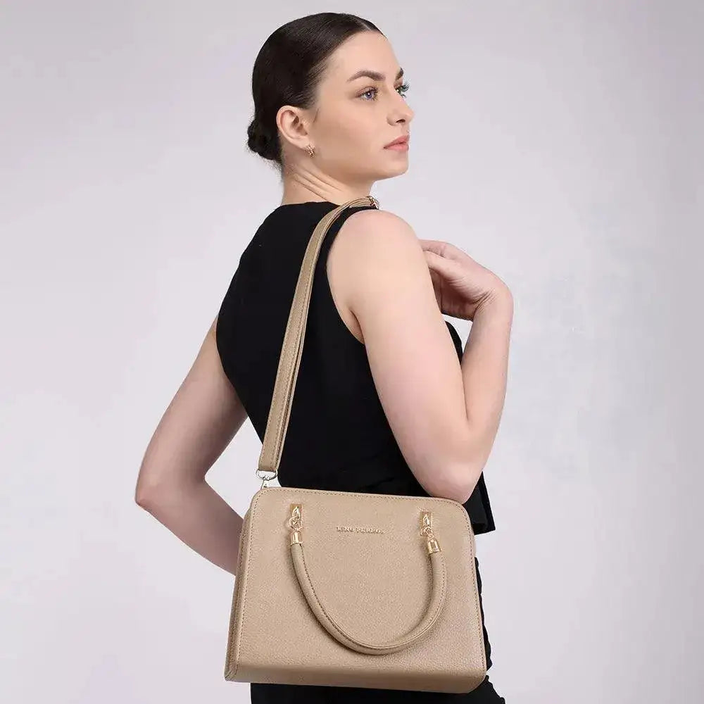Avril Crush Beige Satchel Bag - Lino Perros