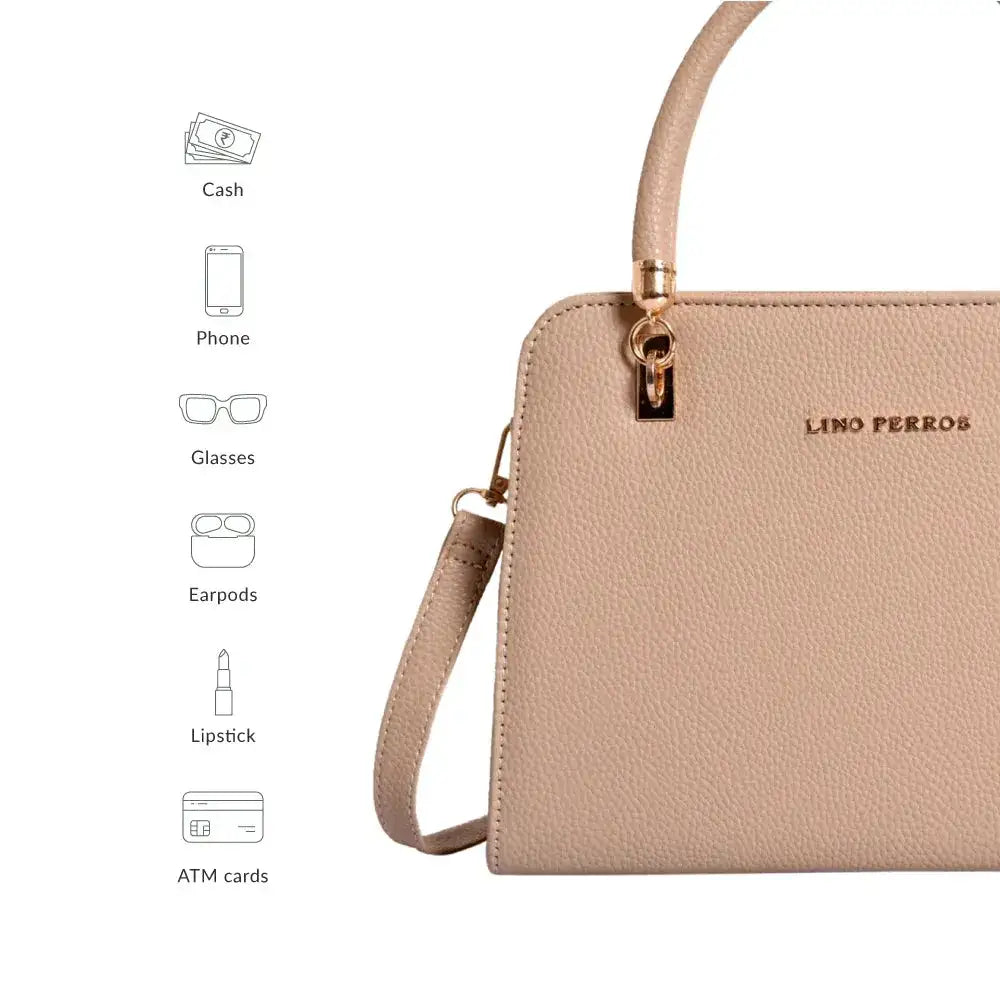 Avril Crush Beige Satchel Bag - Lino Perros