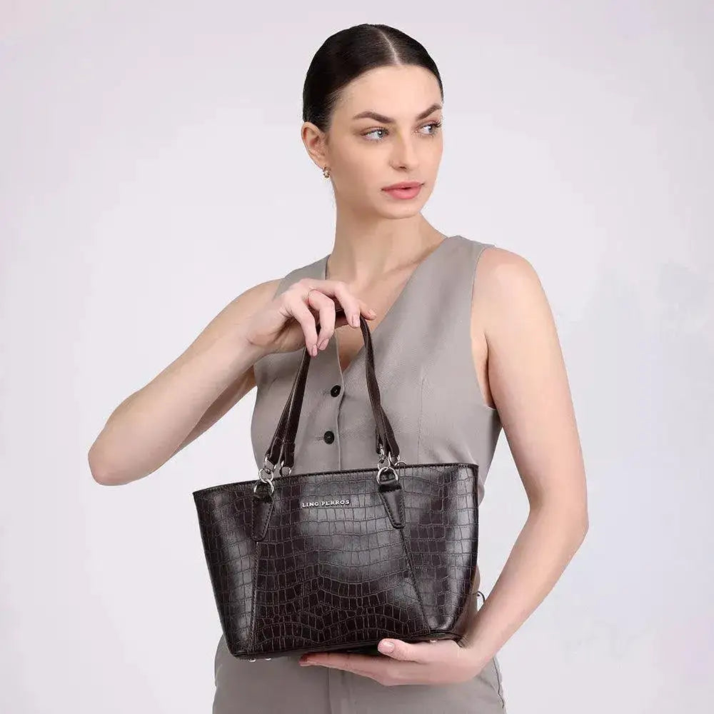 Avril Exquisite Brown Tote Bag - Lino Perros