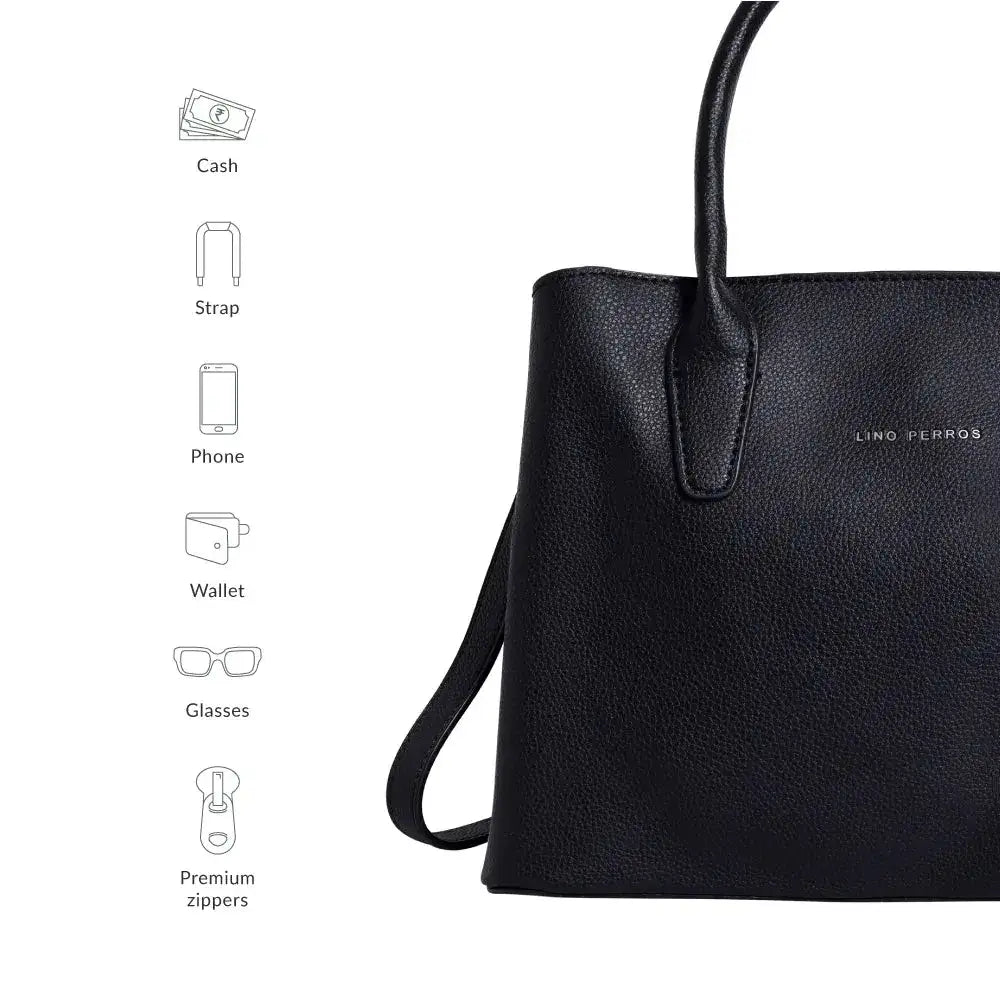 Avril Fine Black Satchel Bag - Lino Perros