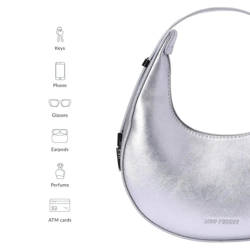 Avril Lunar Silver Shoulder Bag - Lino Perros