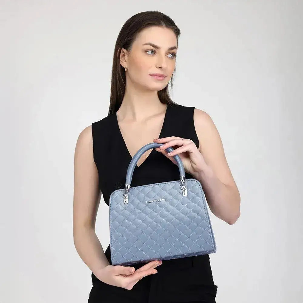 Avril Madame Soft Blue Satchel Bag - Lino Perros