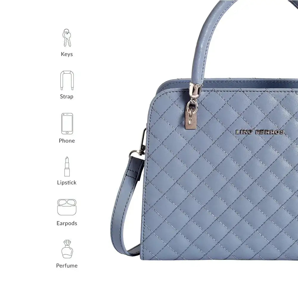 Avril Madame Soft Blue Satchel Bag - Lino Perros