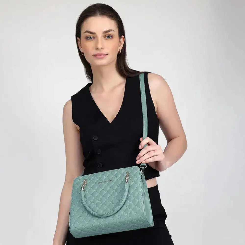 Avril Madame Soft Green Satchel Bag - Lino Perros