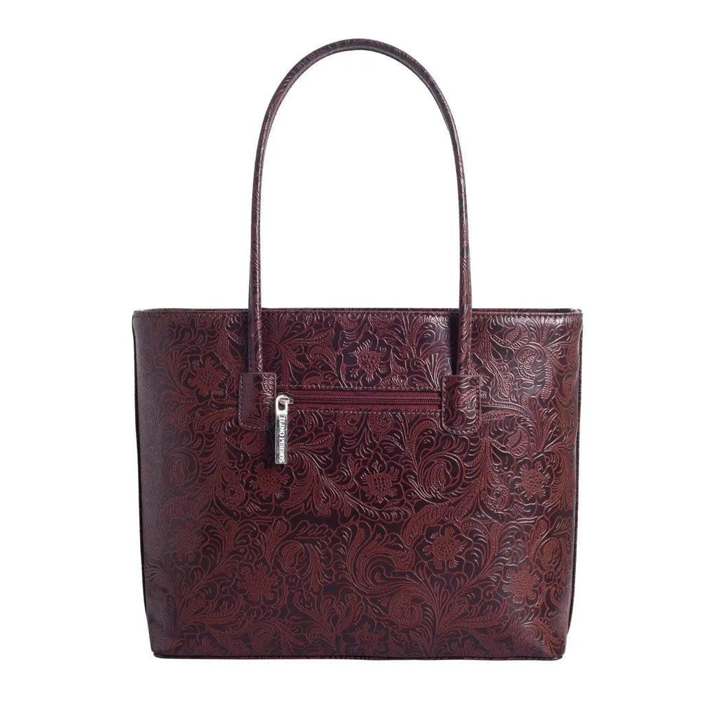 Avril Minimalist Floral Brown Tote Bag - Lino Perros