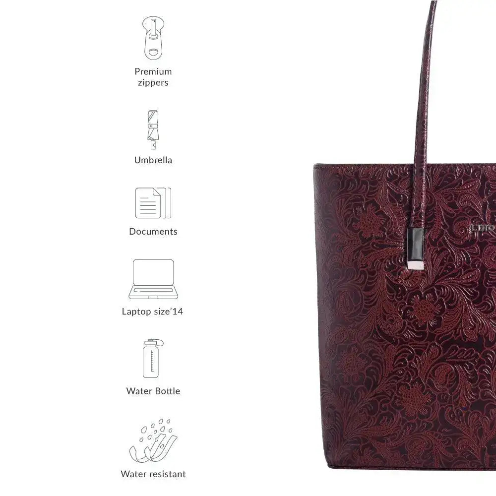 Avril Minimalist Floral Brown Tote Bag - Lino Perros