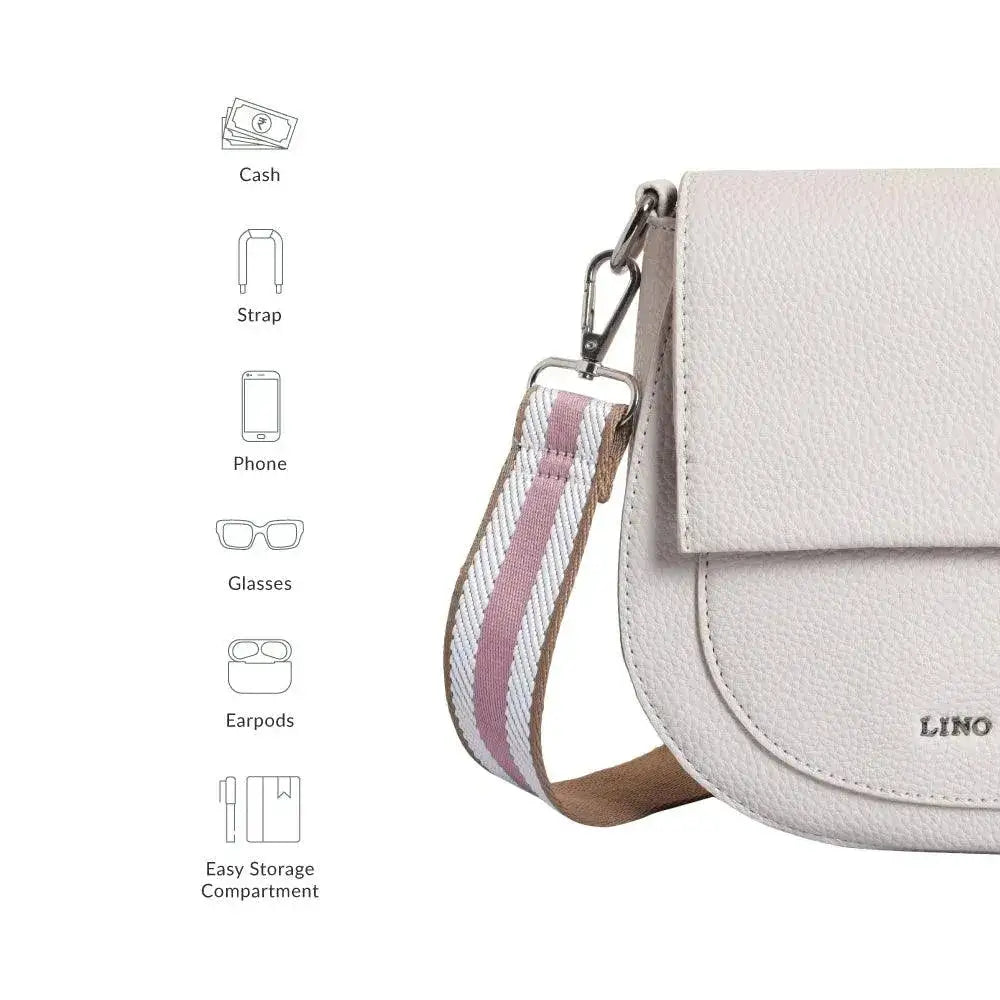 Avril Saddle White Sling Bag - Lino Perros