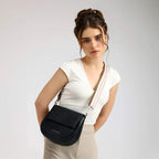 Avril Saddle Black Sling Bag - Lino Perros