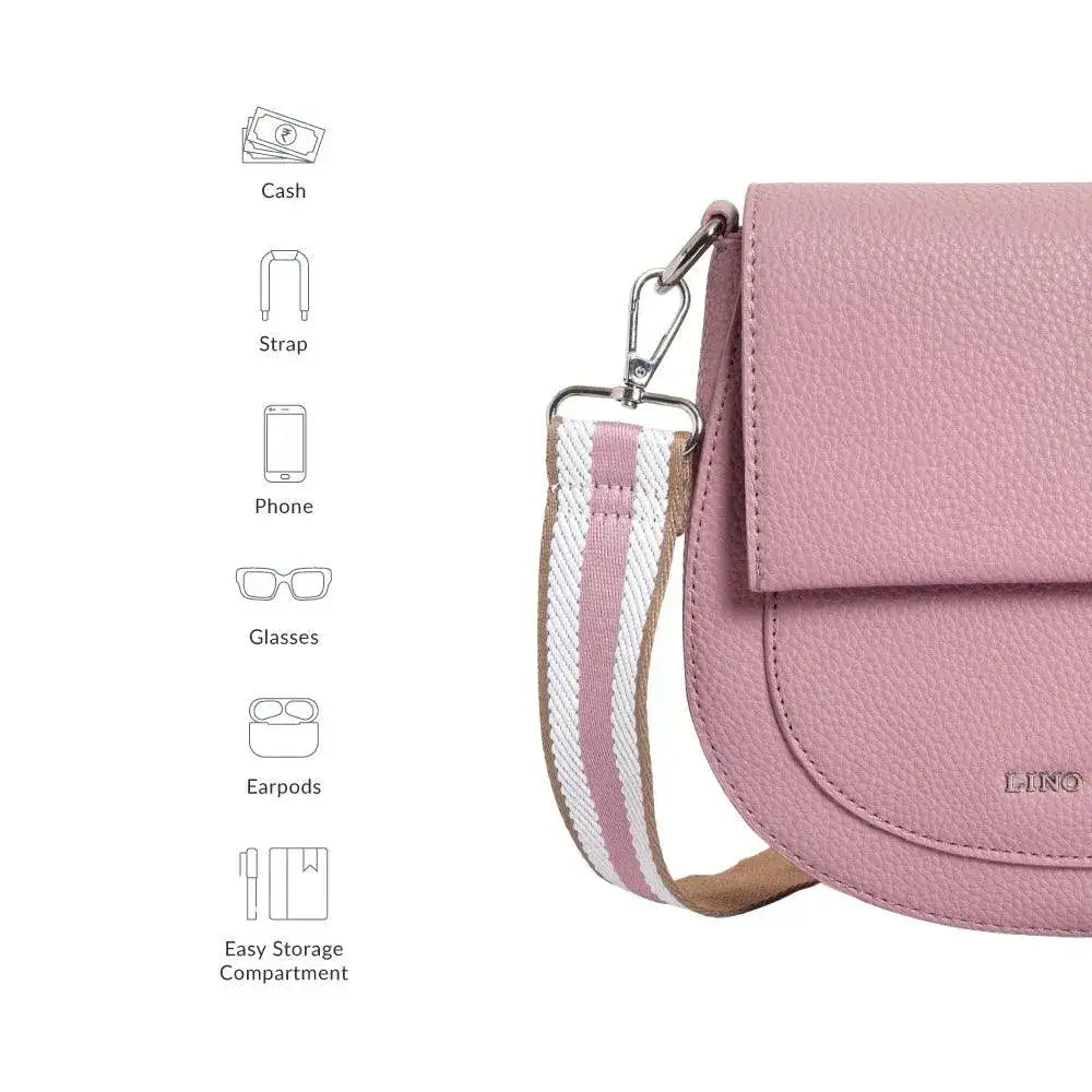 Avril Saddle Pink Sling Bag - Lino Perros