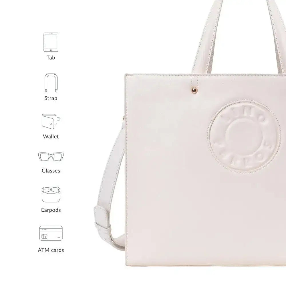 Avril The Trendy Off-White Office Tote - Lino Perros