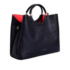 Avril Top Handle Black Satchel Bag - Lino Perros